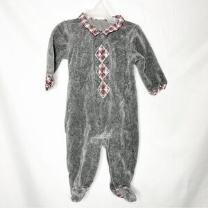 Janie and Jack Velvet Plaid Holiday Onesie